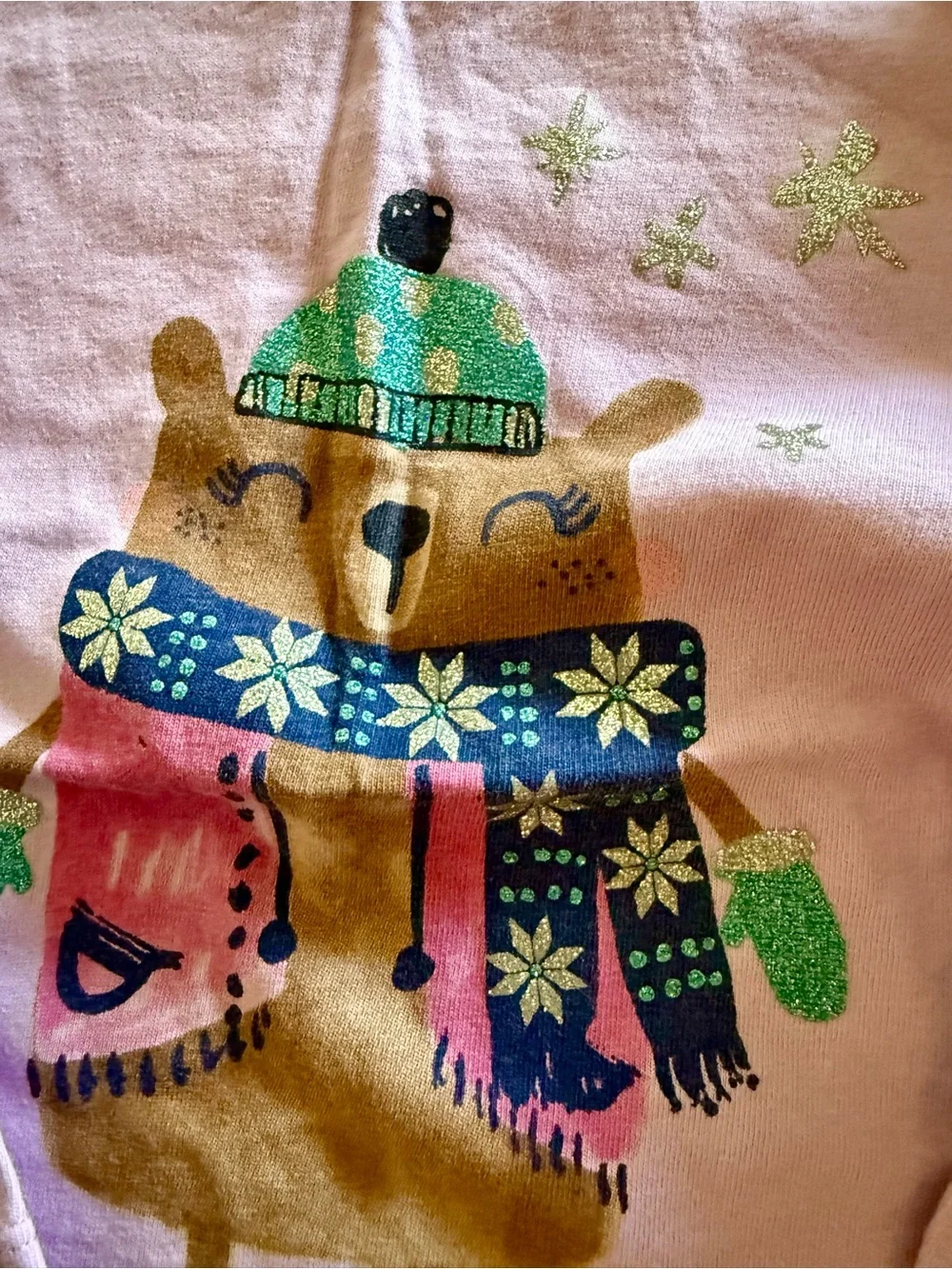 Gymboree Lavender Bear Winter Graphic Long Sleeve Tee